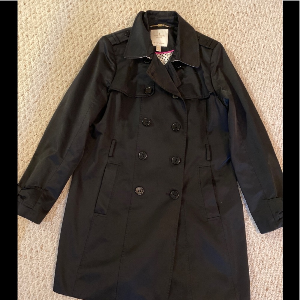 Kate Spade Trench Coat Black Size Large L $298